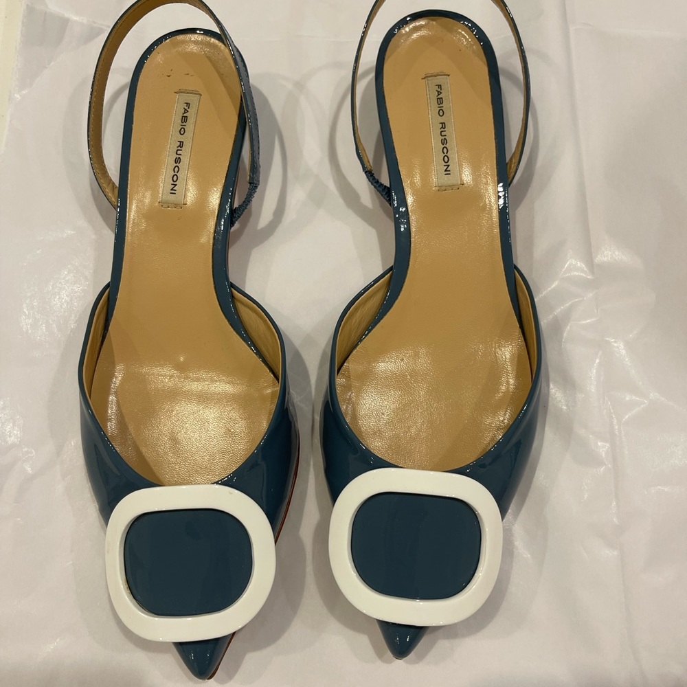 Fabio Rusconi Sailor Blue Patent Leather Ballet Flats